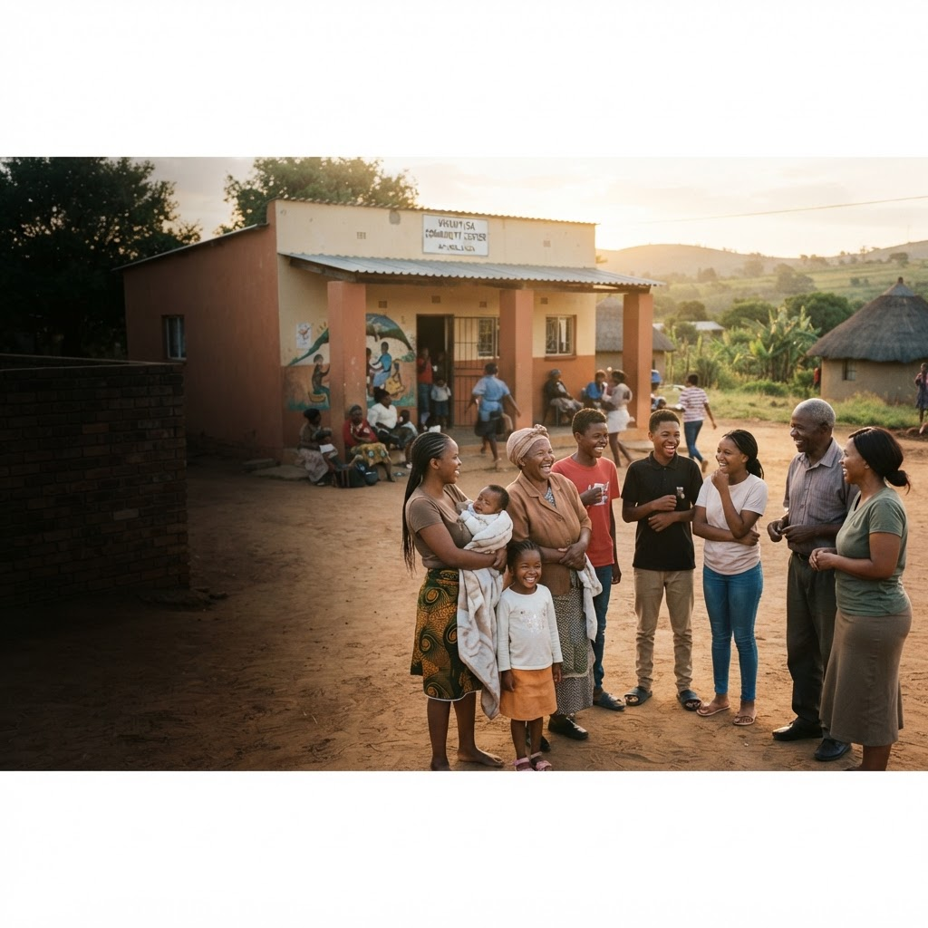 Community members gathered together in South Africa